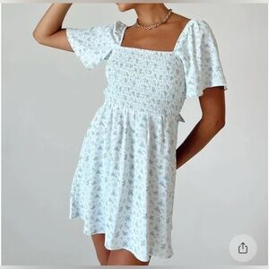 Princess Polly Light Blue and White Floral Mini Dress